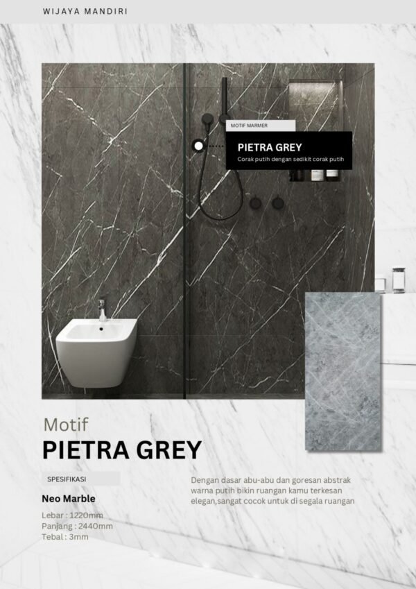 PVC Marmer | UPVC Marble Panel Dinding Motif Pietra Grey